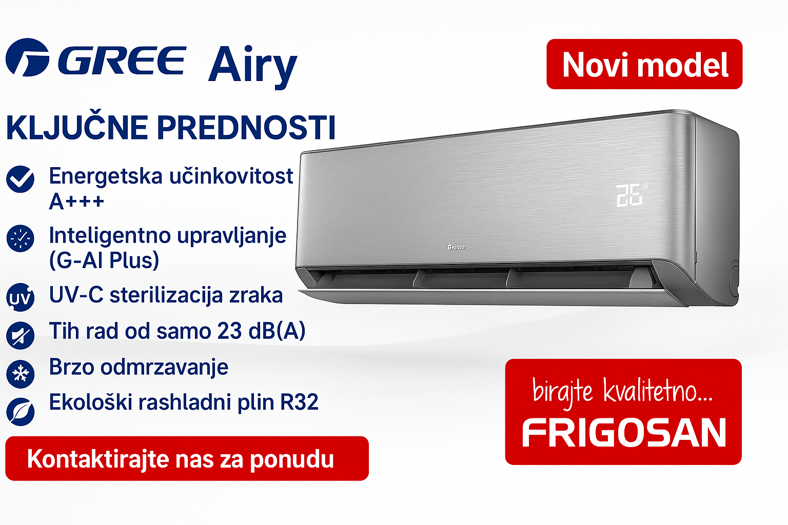 Gree Airy klima uređaj – novi model